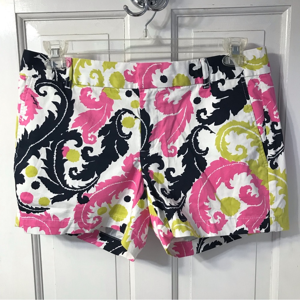Banana Republic Milly walking shorts 8 Bright Feathers preppy green hot pink NWT - Picture 2 of 6